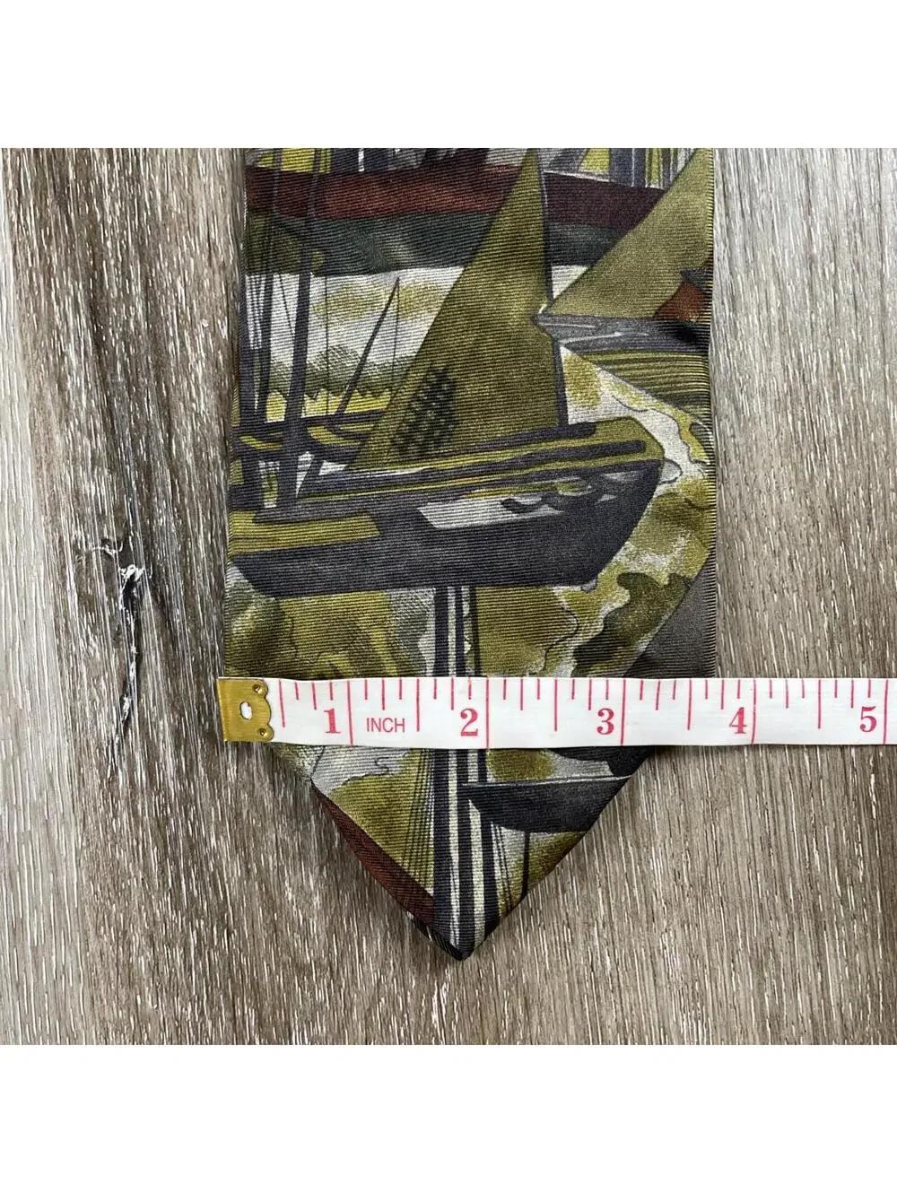 Lot Of 4 VTG Abstract Ties Sailboats Golden Grapes Geometric Hand Made USA